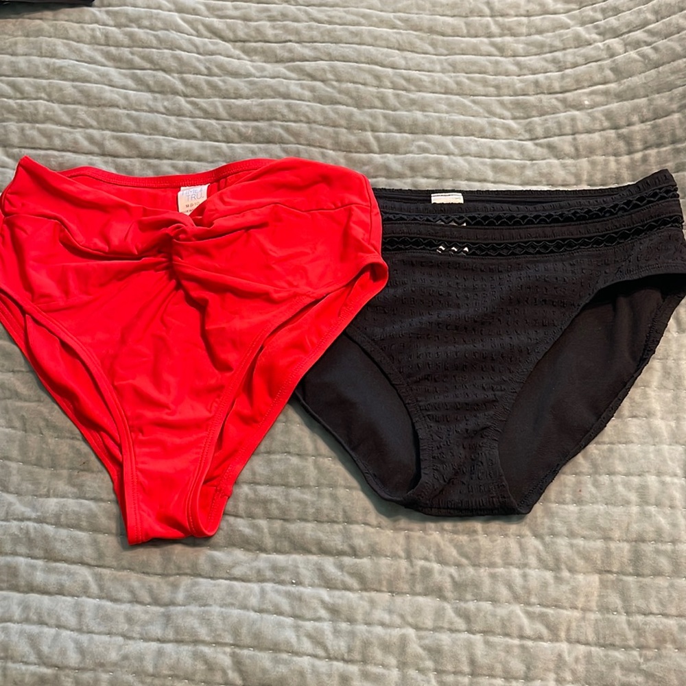 EUC Time & Tru High Waist Bikini Bottoms Size M